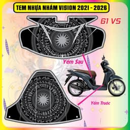 Tem Dán Nhựa Nhám Xe Vision 2021 - 2026 COMBO tem trước sau Mẫu mới hót tred decal nhám 3lớp cực bền 7