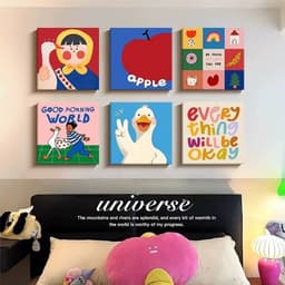 Hoạt Hình Dễ Thương Vịt & Bé Gái Tranh Canvas Chống Thấm Nước Không Khung Tích Cực Trích Dẫn Nghệ Thuật Treo Tường Cho Phòng Ngủ 3