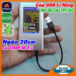 [Ngắn 20cm-Có MFi] Cáp USB Li Ning [B].[E].[A].[T].[S] Tiện Lợi Cho Pin Sạc Dự Phòng- Dây Siêu Bền Bóc Từ Loa/ Tai Nghe 1