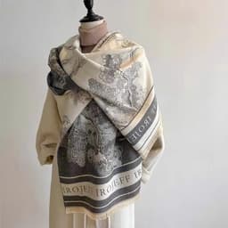 Khăn Choàng Len Dạ Họa Tiết Hoa, Khăn Choàng Giữ Ấm Thời Trang Mùa Thu Đông Size 65x180cm 7