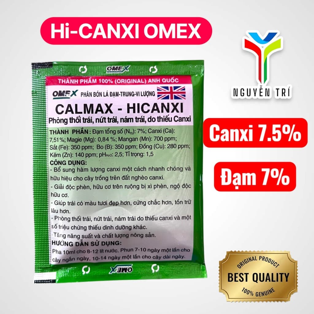 Phân Bón Lá Canxi OMEX CALMAX HICANXI – Chống Thối Trái, Nứt Trái, Cứng Trái (Gói 10ml)