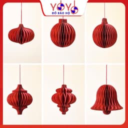 COMBO 20 Đèn Lồng Giấy  Đỏ Trang Trí sang trọng, cầu trang trí tết , cầu hình, 14-15 hình 4