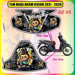 Tem Dán Nhựa Nhám Xe Vision 2021 - 2026 COMBO tem trước sau Mẫu mới hót tred decal nhám 3lớp cực bền 8