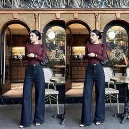 Quần Jean Nữ Ống Suông Thêu Thỏ Cạp Cao, Quần Bò Nữ Suông Rộng 2 Độ Dài 95cm & 102cm Hack Dáng Cực Xinh #8468 8469 8470 5