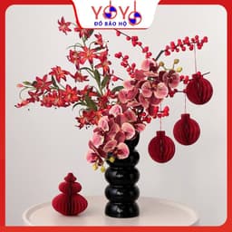 COMBO 20 Đèn Lồng Giấy  Đỏ Trang Trí sang trọng, cầu trang trí tết , cầu hình, 14-15 hình 2