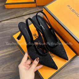 Giày Cao Gót 𝙔𝙐𝙇𝙄𝙉𝘼 7P Ren Lưới Thêu Hoa  Mũi Nhọn Hàng Cao Cấp  C14 8