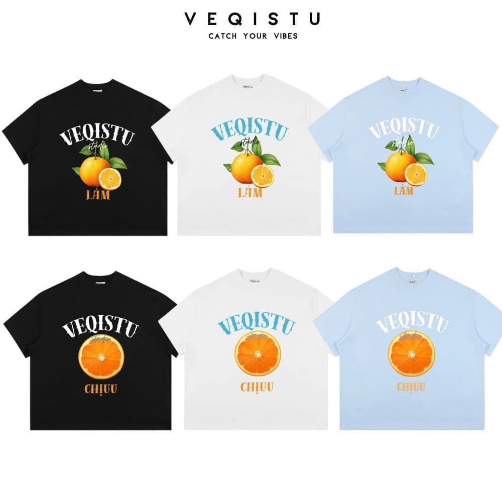 Áo Thun Local Brand VEQISTU "Quýt Làm Cam Chịu", Áo Thun Boxy Form Rộng Unisex Nam Nữ 250Gsm Cotton