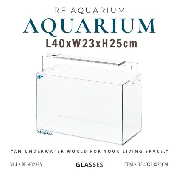 Bể Cá Mini Kích Thước 40x23x25cm Trang Trí Bàn Làm Việc | RF Aquarium