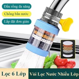 Đầu vòi lọc nước 6 lớp HOMELOVE Đầu lọc nước gắn trực tiếp tại vòi xoay 360 linh hoạt lọc sạch clo cặn bẩn tạp chất 8