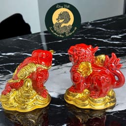 Cóc tỳ gốm sứ đỏ dát vàng RỒNG VIỆT - Thiềm thừ, tỳ hưu cao cấp trang trí ban thờ thần tài 1
