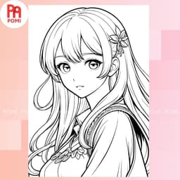 Bộ 25-50 trang tranh tô màu anime bé gái giấy A4 A5 - không trùng mẫu - Tranh tô màu cho người lớn trẻ em - Đồ Chơi POMI 5