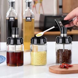 COMBO 5 Lọ Đựng Gia Vị Nhà Bếp KONOHA - Hũ Để Gia Vị Chất Liệu Thủy Tinh Sang Trọng Kèm Thìa 4