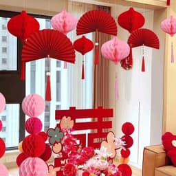 T2 - Set 3 Quạt Treo Trang Trí Phòng Ngủ Đám Cưới, Decor Ngày Lễ Tết Trang Trí Cây Cảnh 2027 7