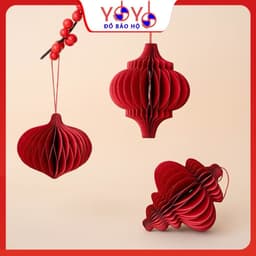 COMBO 20 Đèn Lồng Giấy  Đỏ Trang Trí sang trọng, cầu trang trí tết , cầu hình, 14-15 hình 7