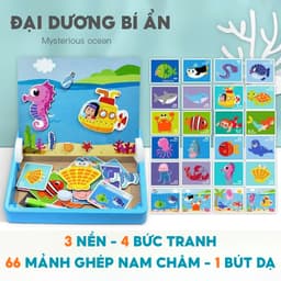 Bảng Ghép Hình Nam Châm 2 Mặt Phát Triển Trí Tuệ Cho Bé - Ghép Tranh & Viết Vẽ Sáng Tạo 6