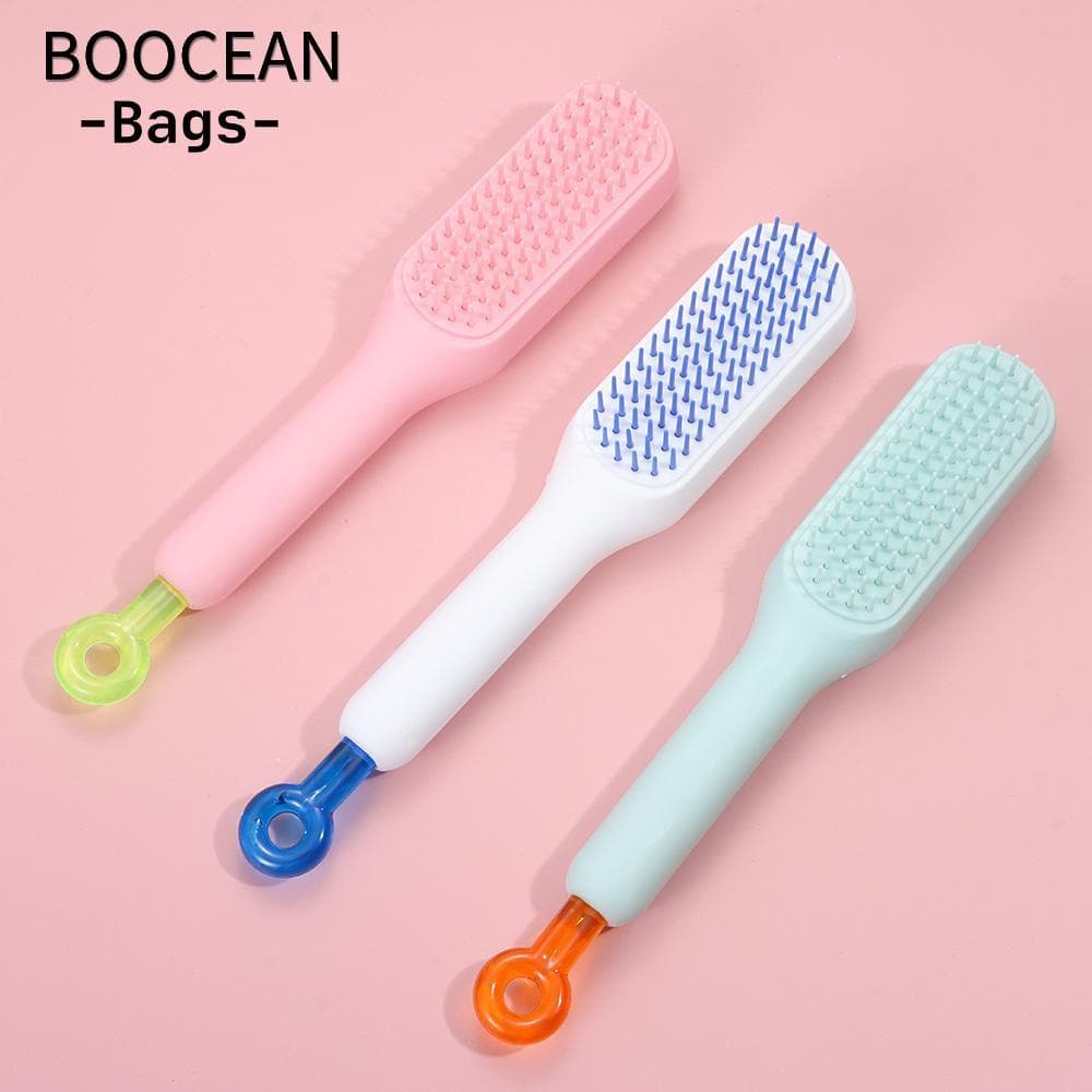 BOOCEAN Lược Chải Tóc Tự Làm Sạch, Lược Chống Tĩnh Điện ABS Magic Có Thể Thu Vào, Quà Tặng Làm Mịn Tự Làm Sạch Lược Làm Tóc