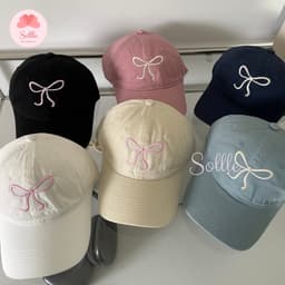 Mũ lưỡi trai unisex nón bóng chày nam nữ thêu nơ phong cách Hàn Quốc Sollle STCB 5