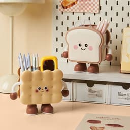 Hộp đựng bút SKJK, Hộp đựng bút thiết kế bánh quy bằng nhựa bền, Hộp đựng thiết kế bánh mì Phim hoạt hình bằng nhựa dung tích lớn Máy tính để bàn 5