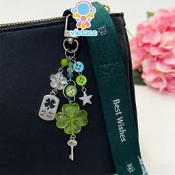 💥vietacc💥Móc khóa hình cỏ bốn lá may mắn chủ đề mùa xuân 3
