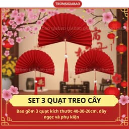 T2 - Set 3 Quạt Treo Trang Trí Phòng Ngủ Đám Cưới, Decor Ngày Lễ Tết Trang Trí Cây Cảnh 2027 3