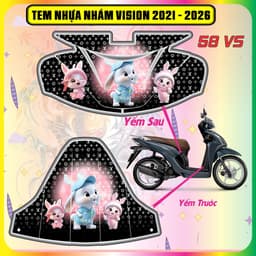 Tem Dán Nhựa Nhám Xe Vision 2021 - 2026 COMBO tem trước sau Mẫu mới hót tred decal nhám 3lớp cực bền 4