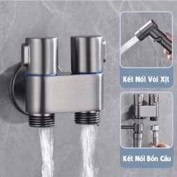 Van chia nước chữ H cao cấp , van khóa nước 2 cổng xả độc lập chia nước đa năng 1