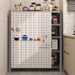 Rèm che kệ nhà bếp - Vải kéo đường ray trượt cho tủ, Không có tấm chắn bụi & tấm che khuyết điểm 2