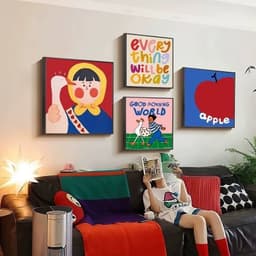 Hoạt Hình Dễ Thương Vịt & Bé Gái Tranh Canvas Chống Thấm Nước Không Khung Tích Cực Trích Dẫn Nghệ Thuật Treo Tường Cho Phòng Ngủ 4