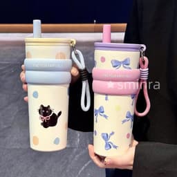 [Hot Tặng Túi Giữ Nhiệt]. Bình Giữ Nhiệt Cute 710Ml – Hoạ Tiết Dễ Thương, Quai Sách Tiện Lợi, Inox 304 Giữ Nhiệt Lâu 4