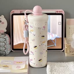Bình nước giữ nhiệt XCUP 500ml có nắp chống tràn và nắp bịt ống hút, thiết kế quai xách tiện lợi khi mang đi học, đi làm 7