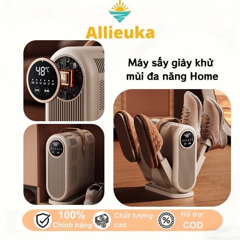 Allieuka-Máy sấy giày khử mùi đa năng Home,4 lá khử trùng bằng tia UV, thiết kế gập gọn tiện lợi