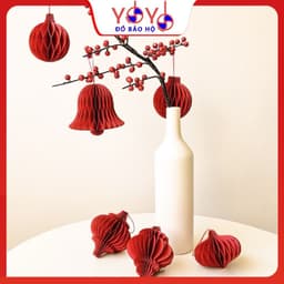 COMBO 20 Đèn Lồng Giấy  Đỏ Trang Trí sang trọng, cầu trang trí tết , cầu hình, 14-15 hình 6