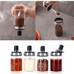 COMBO 5 Lọ Đựng Gia Vị Nhà Bếp KONOHA - Hũ Để Gia Vị Chất Liệu Thủy Tinh Sang Trọng Kèm Thìa 3