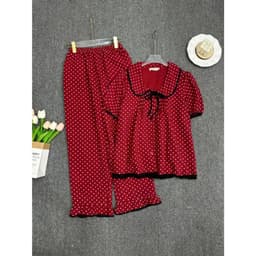 Đồ bộ pijama LIMO chất Đũi cotton Hàn bigsize đồ ngủ mặc nhà cột nơ xinh mềm mịn mát MS483 Top Women 4