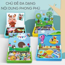Bảng Ghép Hình Nam Châm 2 Mặt Phát Triển Trí Tuệ Cho Bé - Ghép Tranh & Viết Vẽ Sáng Tạo 2