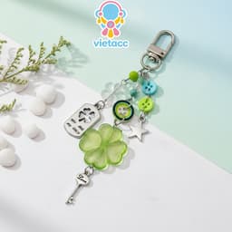 💥vietacc💥Móc khóa hình cỏ bốn lá may mắn chủ đề mùa xuân 7
