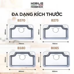Chậu rửa 1 hố cao cấp NOBINOX ARVO B085 | Kích thước 85 X 50 CM | Hàng chính hãng 6