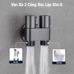 Van chia nước chữ H cao cấp , van khóa nước 2 cổng xả độc lập chia nước đa năng 4