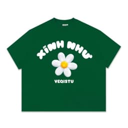 Áo Thun Local Brand VEQISTU " Xinh Như Hoa ", Áo Thun Boxy Form Rộng Unisex Nam Nữ 250Gsm  Cotton 2 Chiều 5