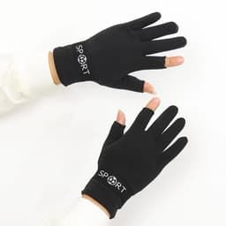 Găng Tay Hở Ngón Lót Nỉ Co Giãn Nam Nữ Chống Nắng Giữ Ấm Đi Xe Máy Xe Đạp Dùng Điện Thoại Tiện Lợi 3