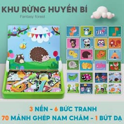 Bảng Ghép Hình Nam Châm 2 Mặt Phát Triển Trí Tuệ Cho Bé - Ghép Tranh & Viết Vẽ Sáng Tạo 7