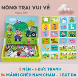 Bảng Ghép Hình Nam Châm 2 Mặt Phát Triển Trí Tuệ Cho Bé - Ghép Tranh & Viết Vẽ Sáng Tạo 5