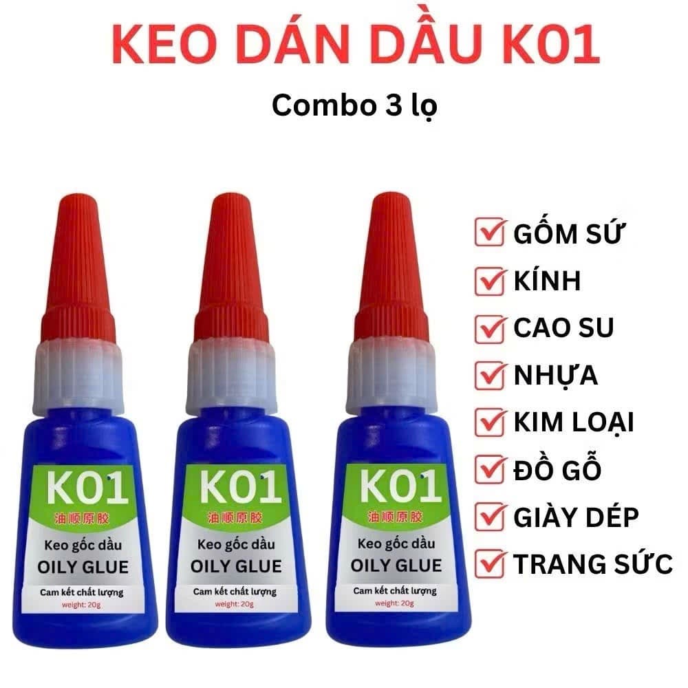 Combo 3 Lọ Keo Dán Đa Năng OILY GLUE -Keo Siêu Dính Gấp 50 Lần Keo 502, Có Thể Dán Mọi Loại Vật Liệu - DSS