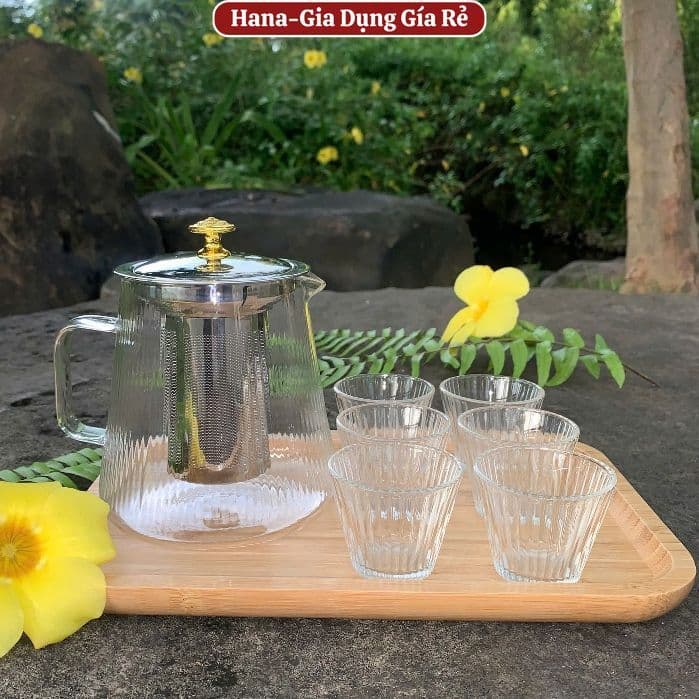 Bình Pha Trà Thủy Tinh Chịu Nhiệt Có Lưới Lọc Inox 304 An Toàn Siêu Bền