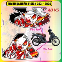 Tem Dán Nhựa Nhám Xe Vision 2021 - 2026 COMBO tem trước sau Mẫu mới hót tred decal nhám 3lớp cực bền 2