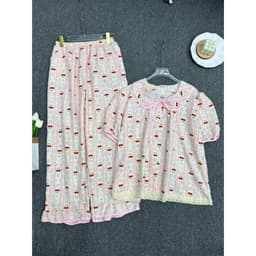 Đồ bộ pijama LIMO chất Đũi cotton Hàn bigsize đồ ngủ mặc nhà cột nơ xinh mềm mịn mát MS483 Top Women 7