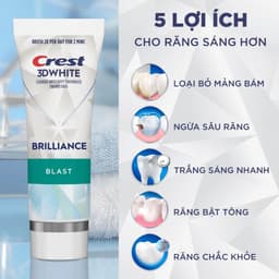 Kem đánh răng Crest 3D White Brilliance Vibrant Peppermint/Blast/Charcoal Trắng Răng Bảo Vệ Men Răng 130g 8
