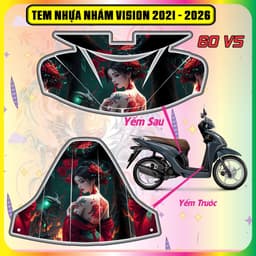 Tem Dán Nhựa Nhám Xe Vision 2021 - 2026 COMBO tem trước sau Mẫu mới hót tred decal nhám 3lớp cực bền 6