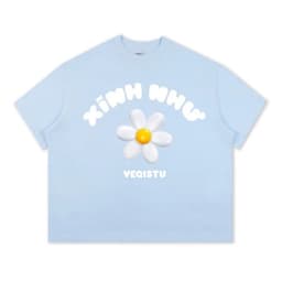 Áo Thun Local Brand VEQISTU " Xinh Như Hoa ", Áo Thun Boxy Form Rộng Unisex Nam Nữ 250Gsm  Cotton 2 Chiều 2