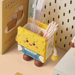 Hộp đựng bút SKJK, Hộp đựng bút thiết kế bánh quy bằng nhựa bền, Hộp đựng thiết kế bánh mì Phim hoạt hình bằng nhựa dung tích lớn Máy tính để bàn 9